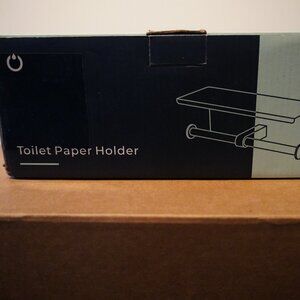 Wall Mounted Toilet Paper Holder with Shelf, Double Roll – Matte Black